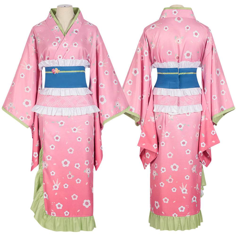 Kanroji Mitsuri Cosplay Costume Women Pink Kimono Party Carnival - zzcosplay