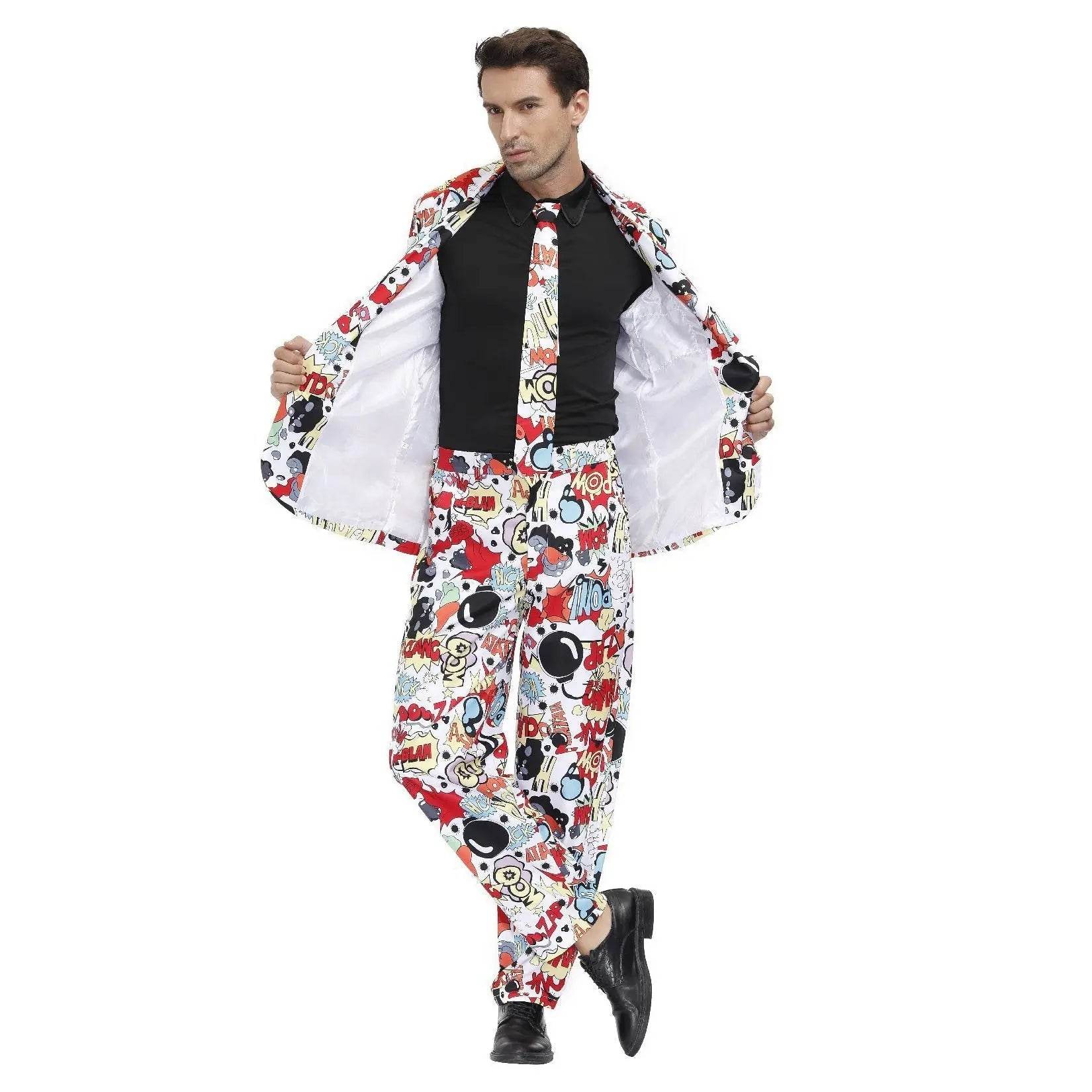 1980s Love Flower Print Suit 80s Costumes Cosplay Party Carnival - zzcosplay