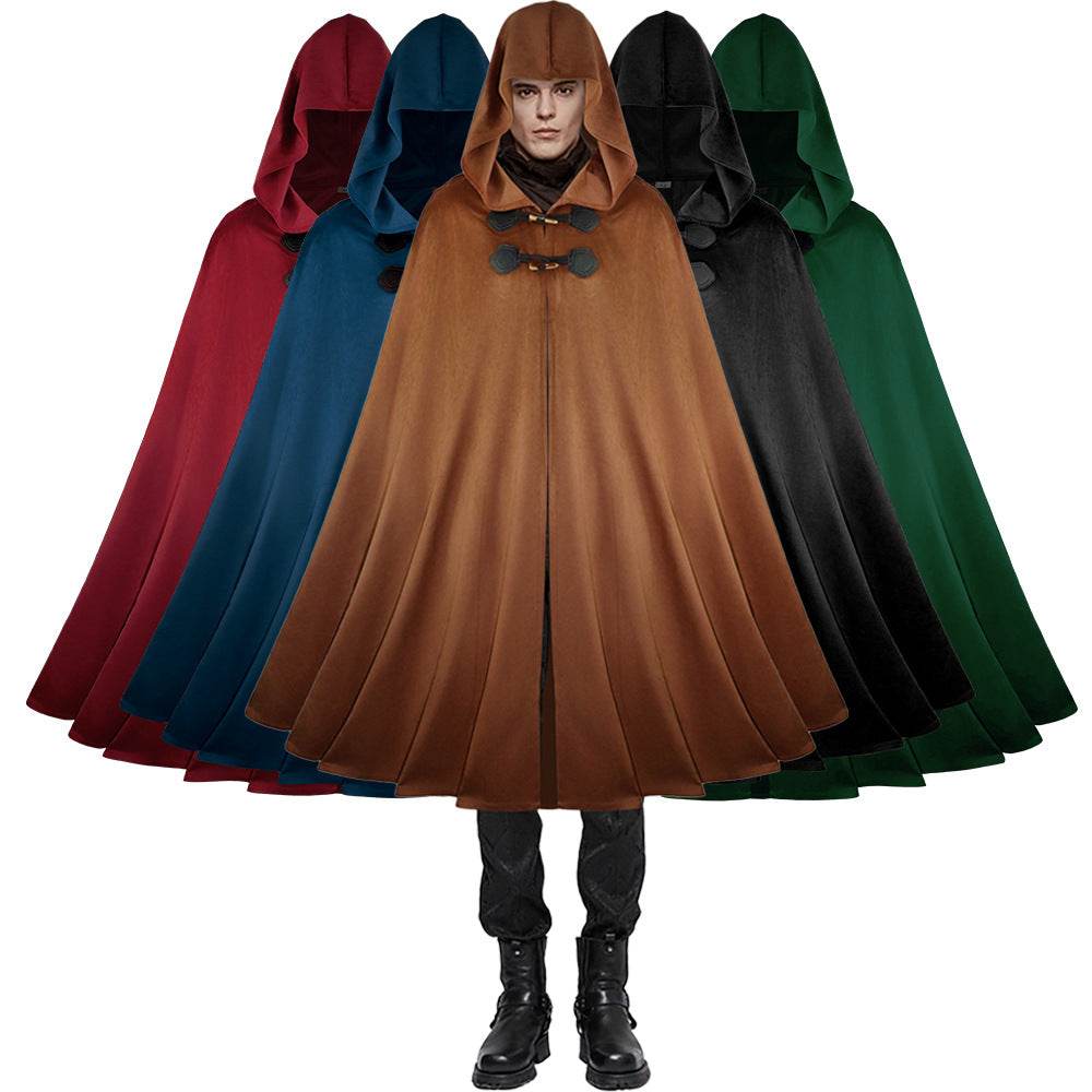 Medieval Suede Cape Halloween Retro Cloak Battle Warrior Role Play Cosplay Costume - zzcosplay