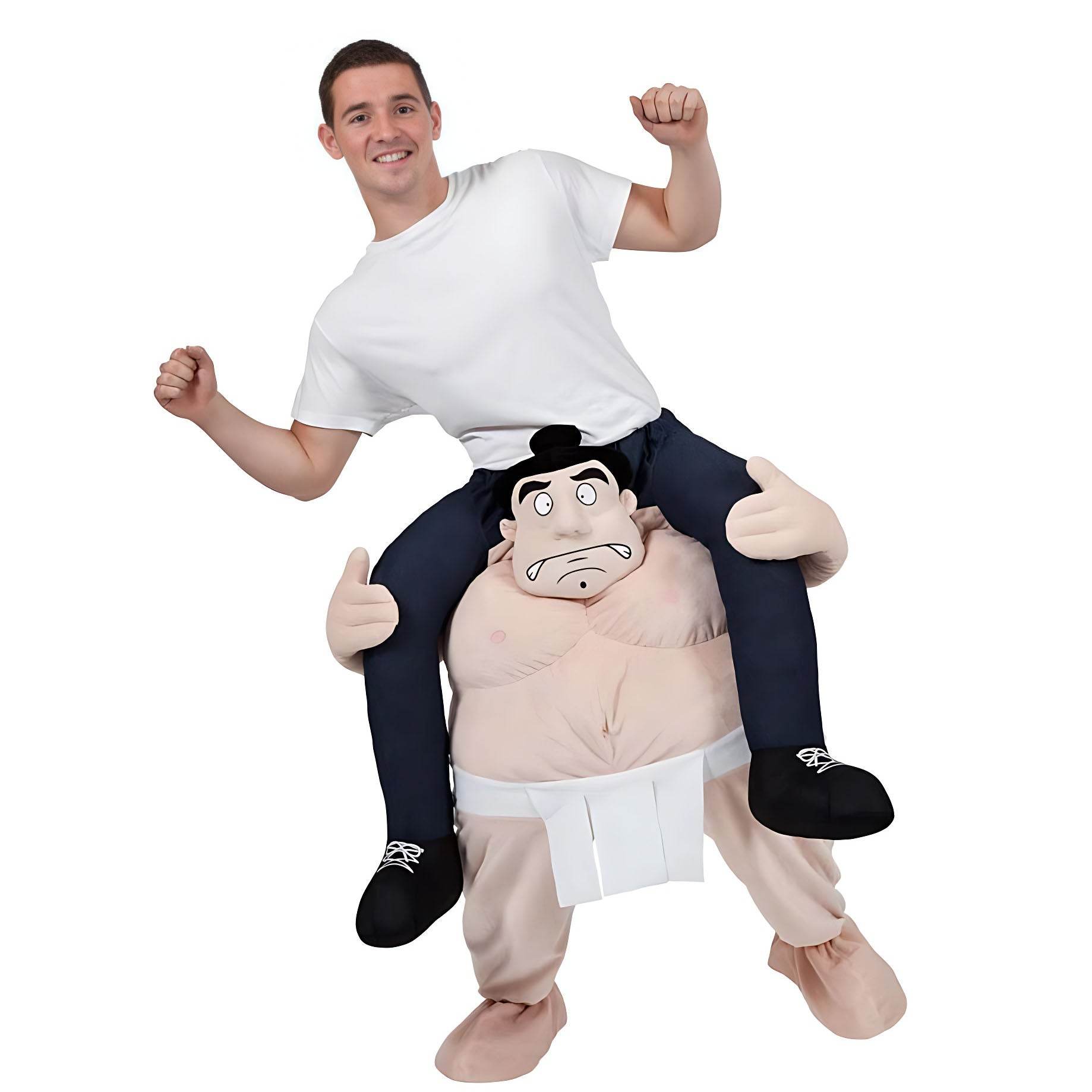 Striped Uncle White Beard Red Checkered Sumo Funny Puppet Costumes - zzcosplay