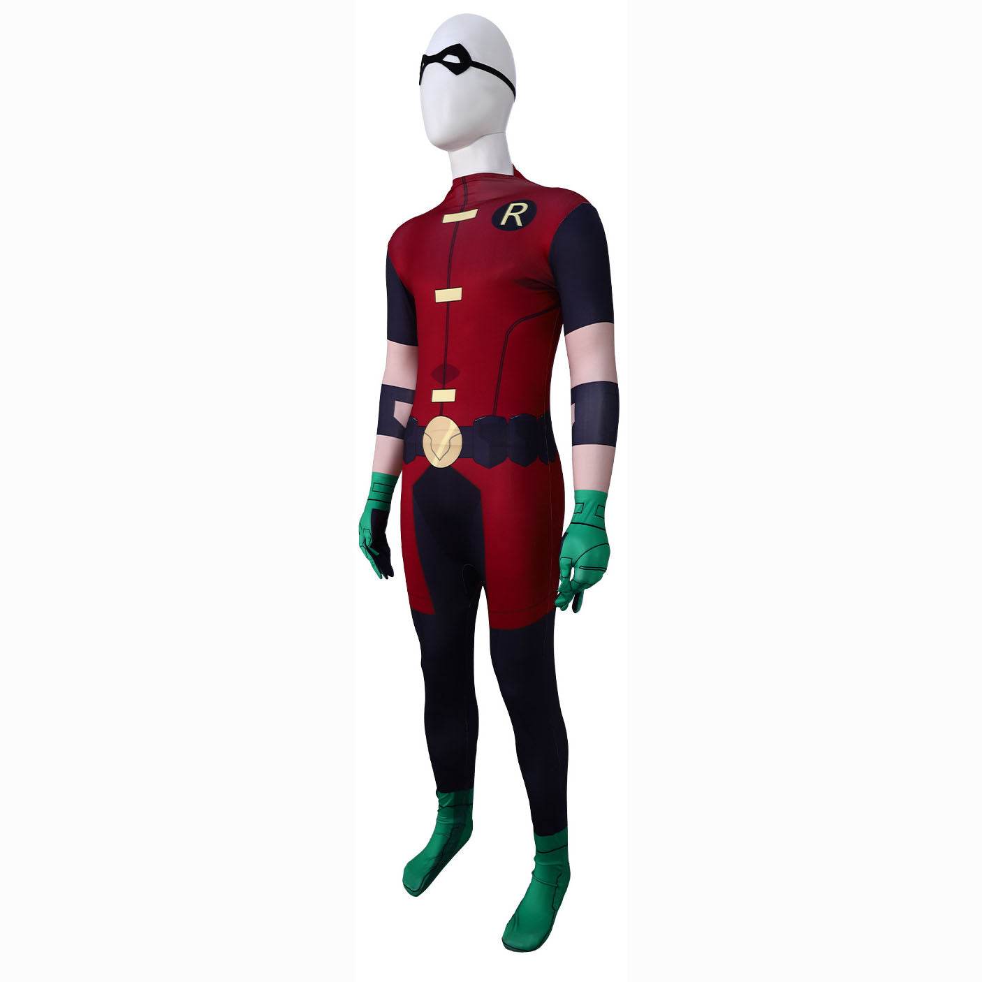 DC Teen Titans Robin Cosplay Costume Halloween For Adult Full Set With Cape - zzcosplay