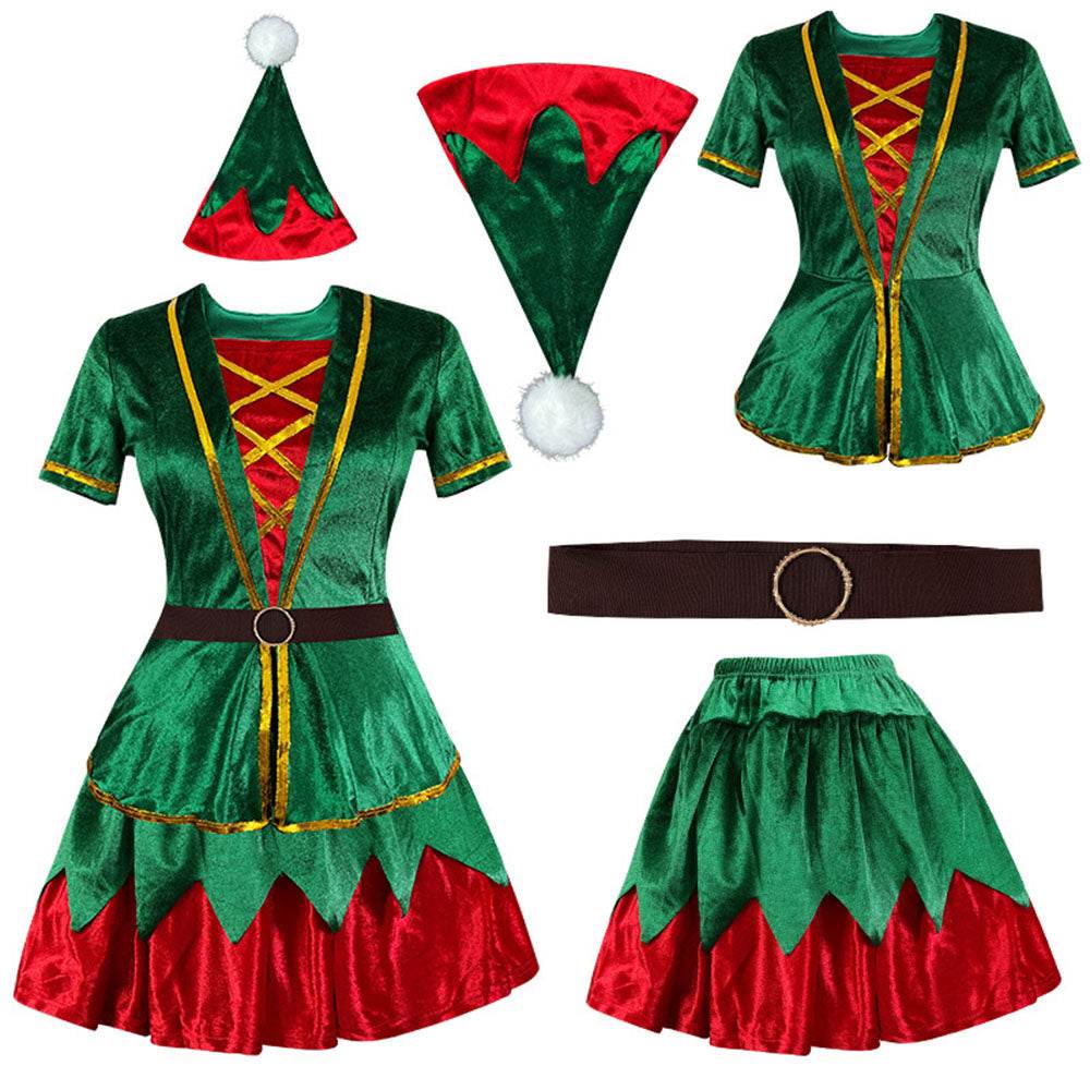 Green Christmas Party dress Costume adult couple stage costume - zzcosplay