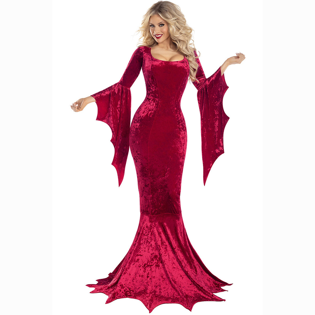 Halloween Bat Witch Ghost Bride Costume Vampire Dress for Women - ZZCOSPLAY