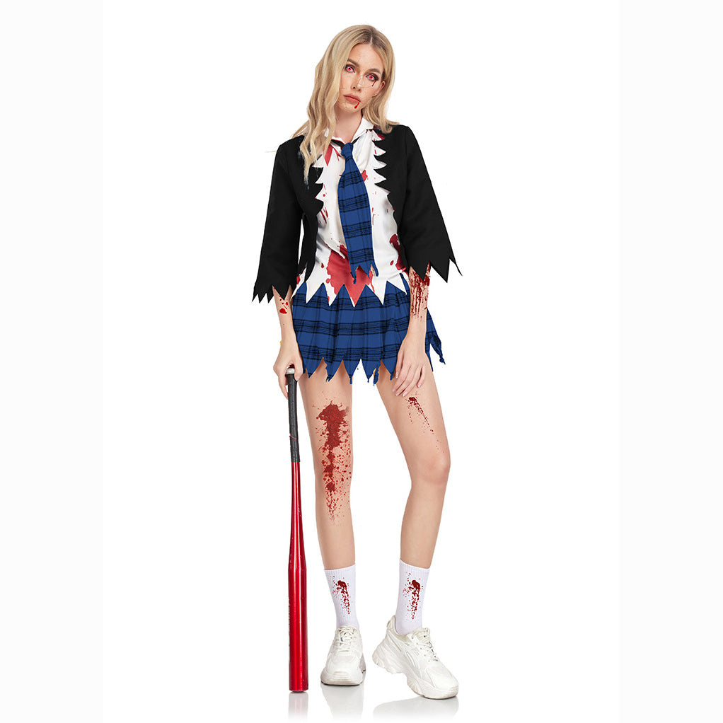 College Vampire Outfit Horror Zombie Student Uniform Party Women Halloween - ZZCOSPLAY