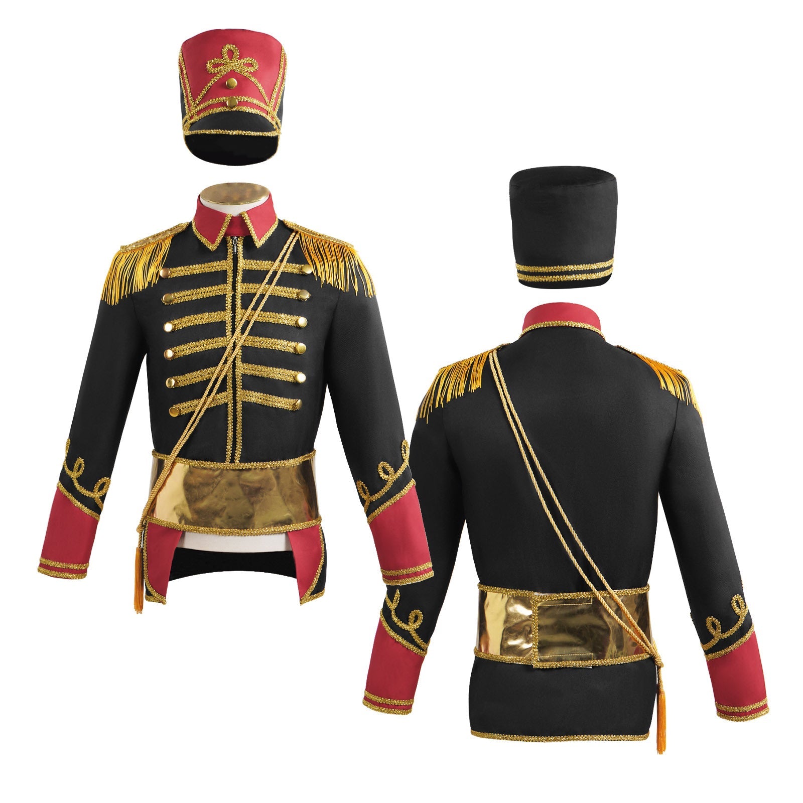 British Hussar Tunic Royal Prince Tailcoat Drummer Parade Costume Jacket Men Halloween - ZZCOSPLAY
