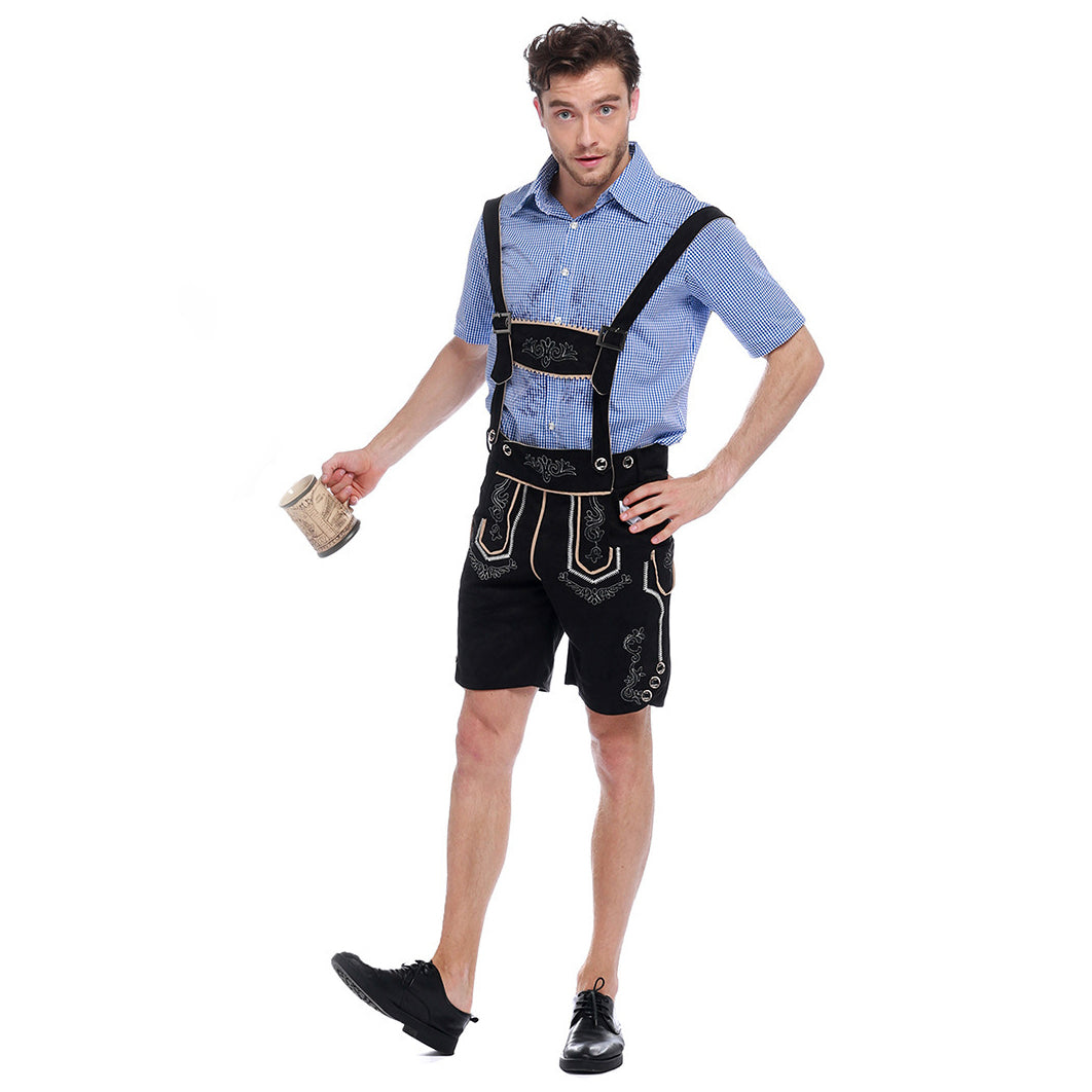 Men German Oktoberfest Outfit Beer Waiter Halloween Costume - ZZCOSPLAY