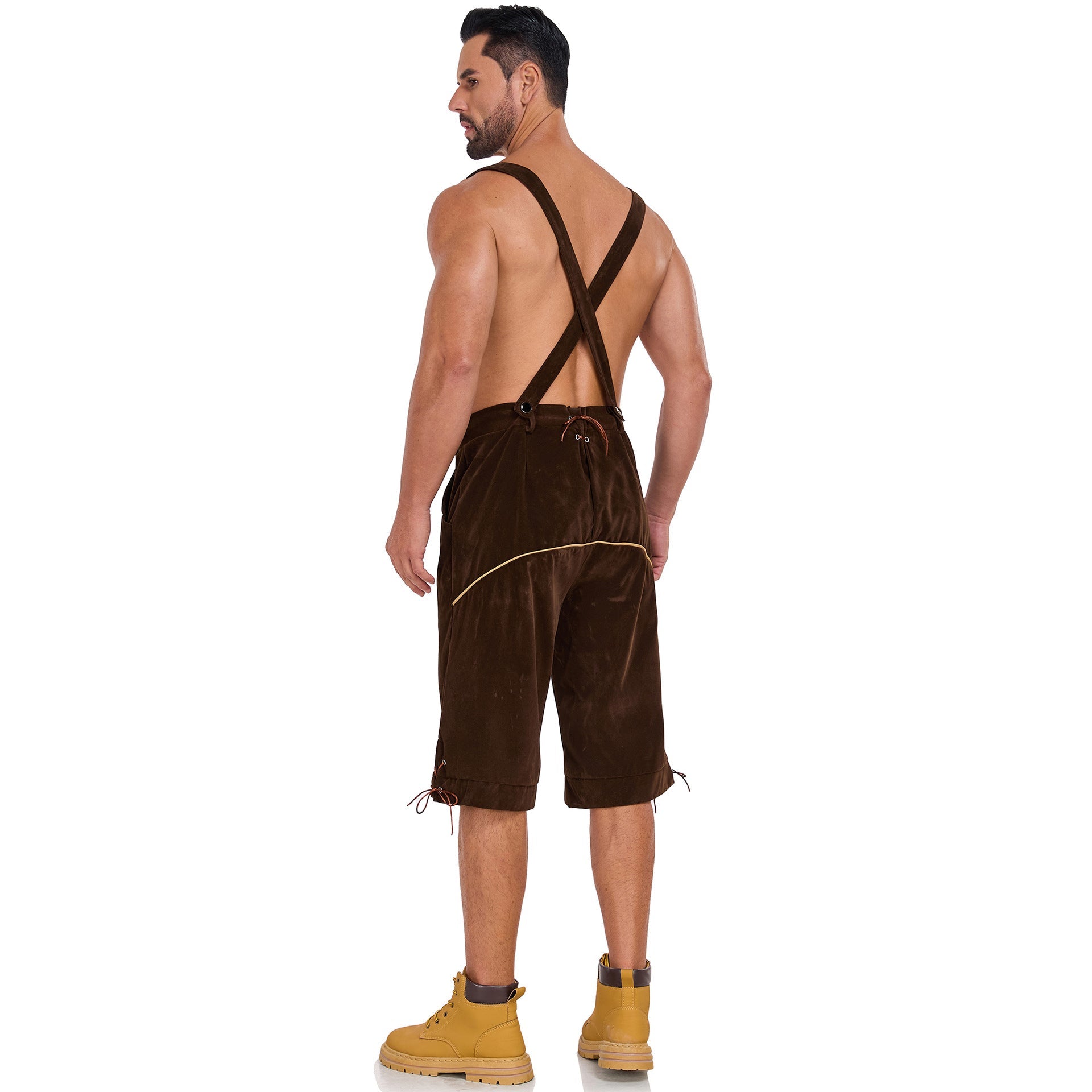 Men's German Bavarian Oktoberfest Costume Velvet Overalls Trousers Halloween - ZZCOSPLAY