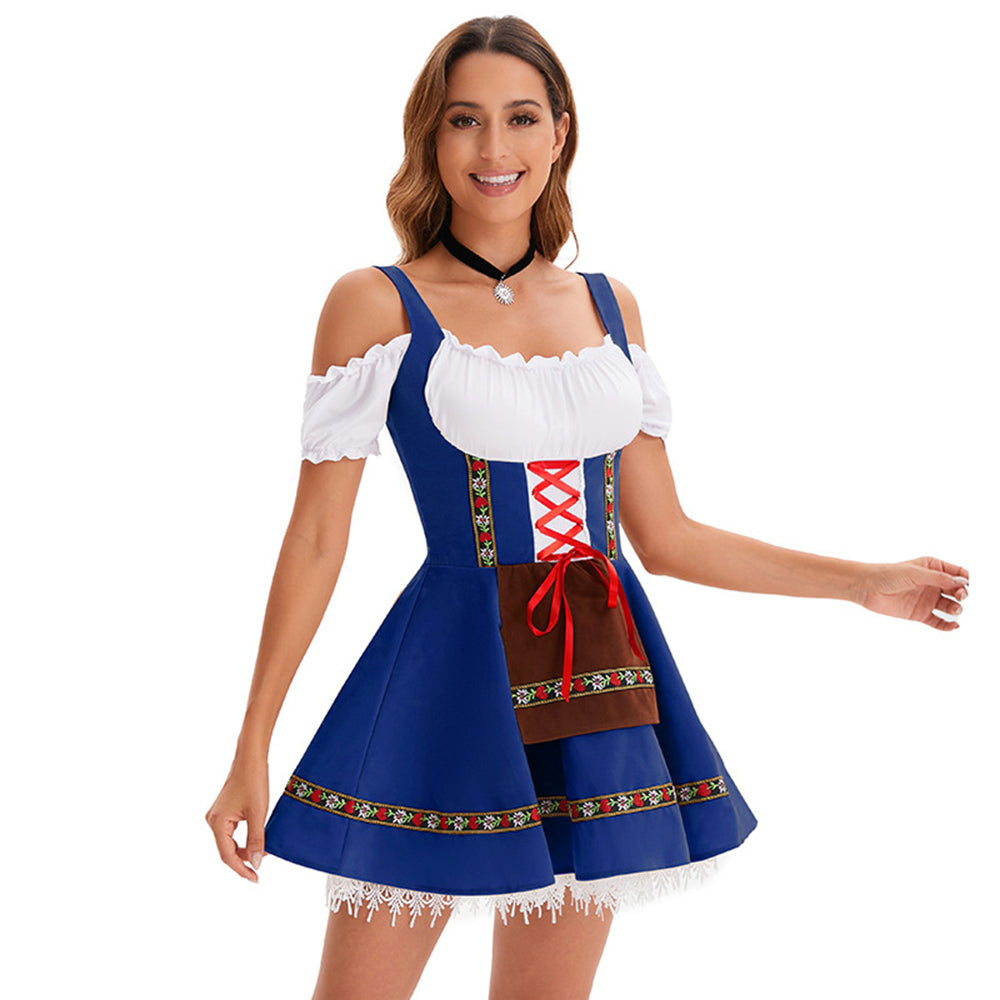 Oktoberfest Costume Women German Bavarian Beer Girl Dirndl Dress Carnival Halloween - ZZCOSPLAY