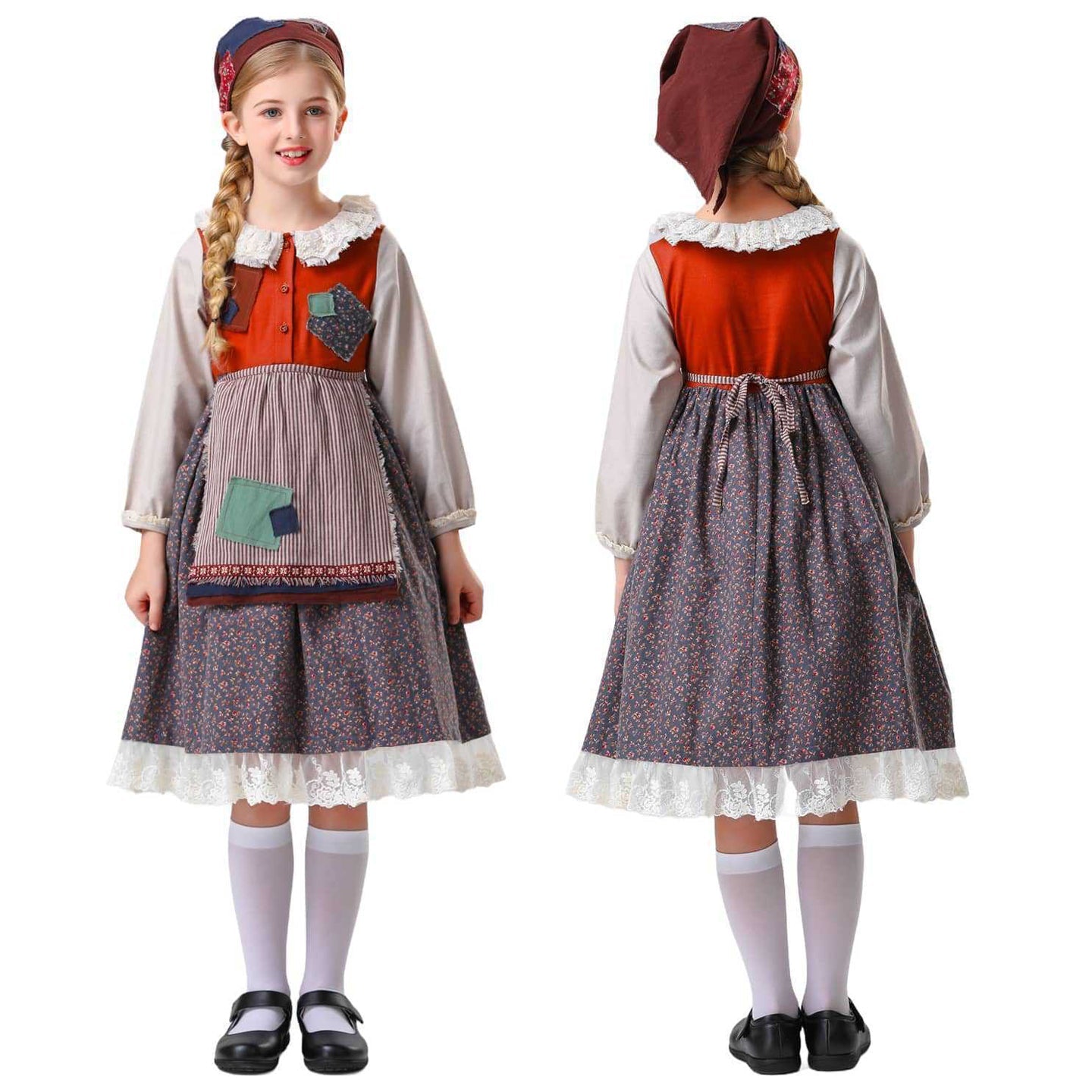 Kids The Little Match Girl Maid Costume Dress Funny Party Halloween - ZZCOSPLAY
