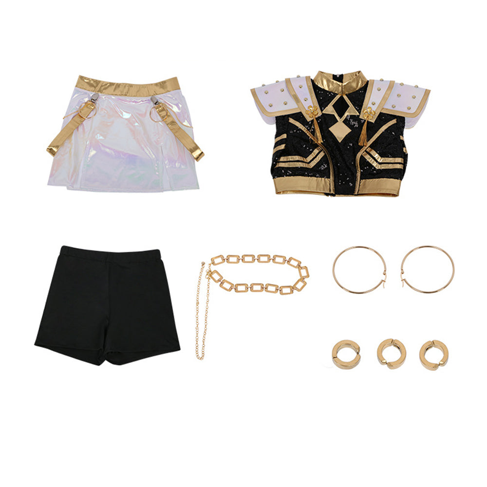 Kpop Witch Hunter Zoe Cosplay Costume Black and Gold Performance - ZZCOSPLAY