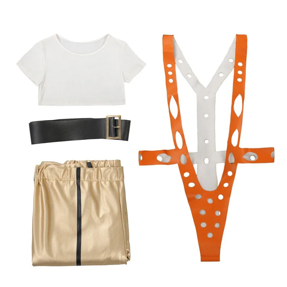 The Fifth Element Leeloo Cosplay Costume Skinny Bodysuit Pants Short T-Shirt - ZZCOSPLAY