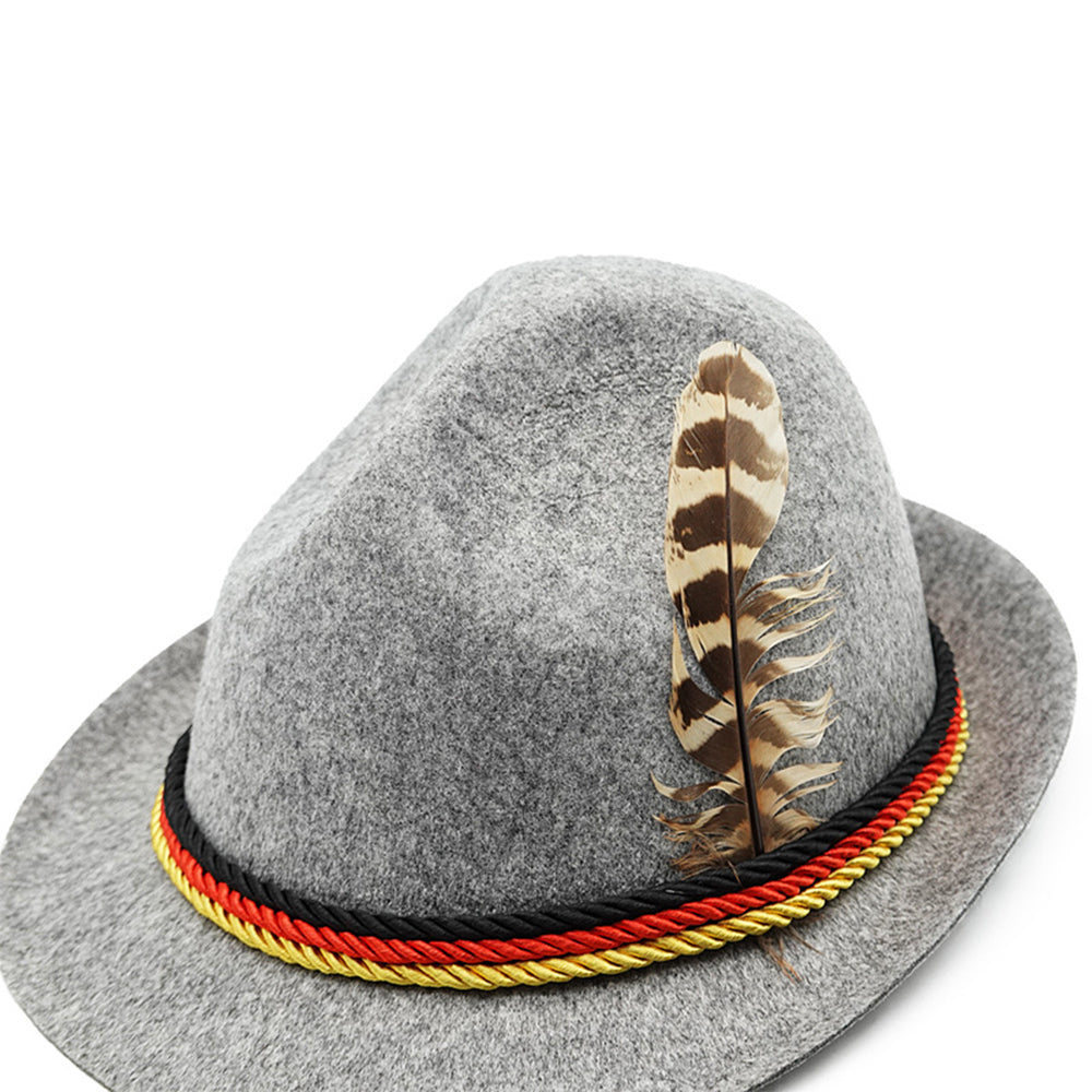 Munich beer German Alpine Panama Jazz Feather Hat Halloween - ZZCOSPLAY