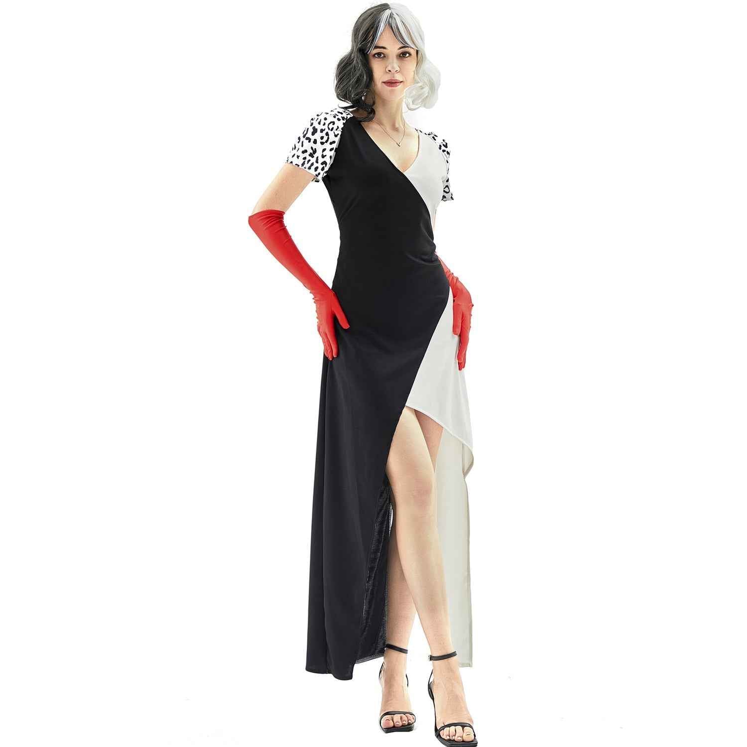 Cruella Dalmatian Dress Costume KuIra Stage Halloween