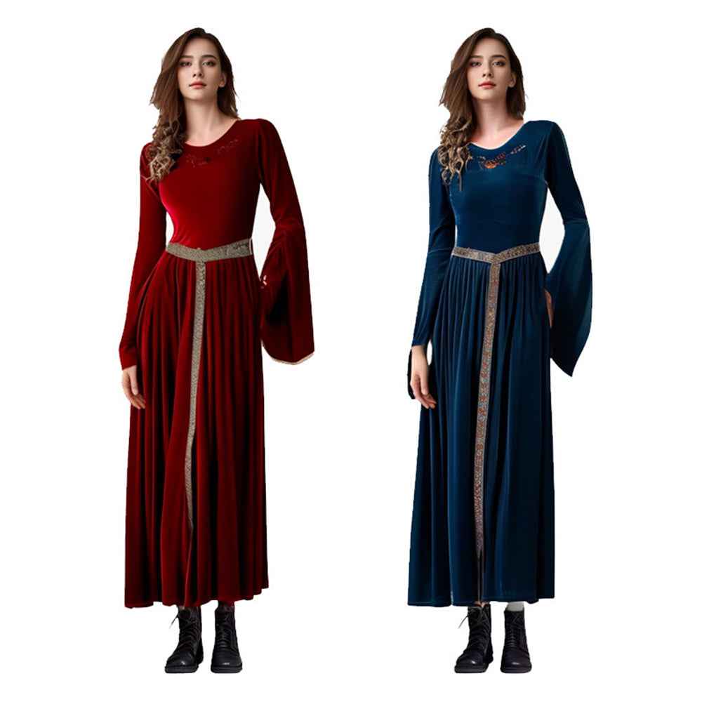 Ankola Halloween Medieval Princess Bell Sleeves Vintage Dress for Women Party