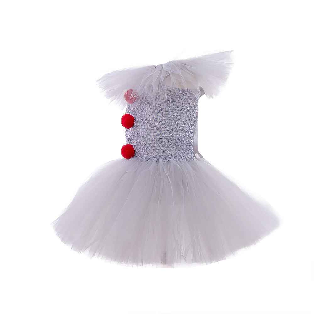Kids Toddler Halloween Pennywise Costume Party Carnival Dress Up Circus Clown Tutu