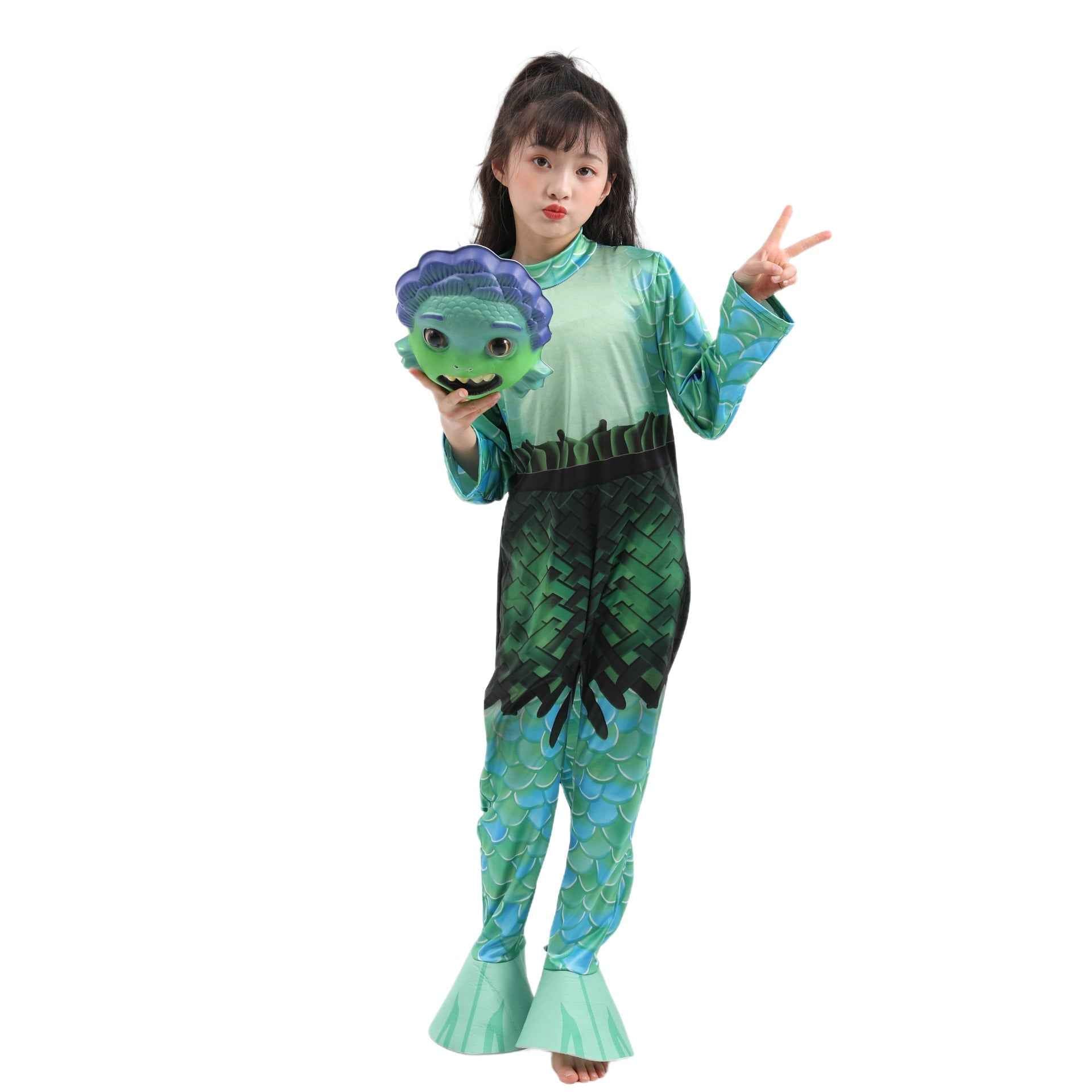 Kids Luca Alberto Sea monster Costume with Mask Halloween