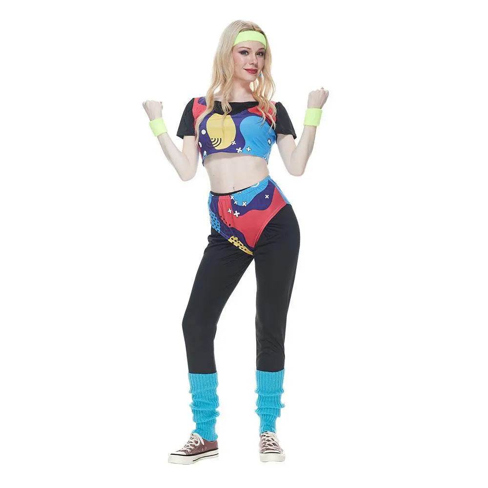 80s Retro Disco Hip Hop Sports Suit Fancy Dress Halloween Costume Dance Outfit - zzcosplay