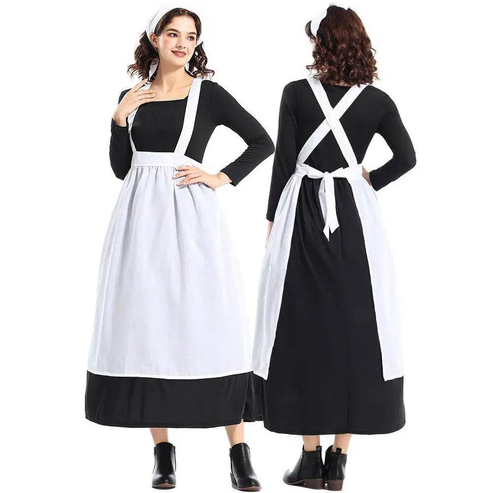 Adult Female French Manor Maid Costume Retro Halloween Dress - zzcosplay