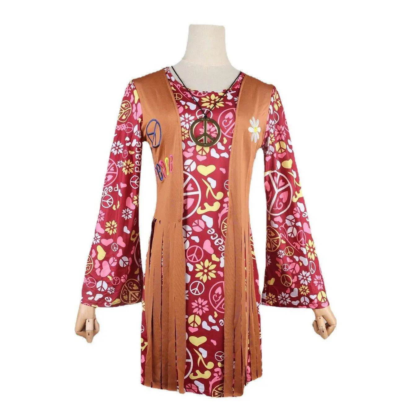 Adult Peace and Love Hippie Costume Party Halloween Women's Tassel - zzcosplay