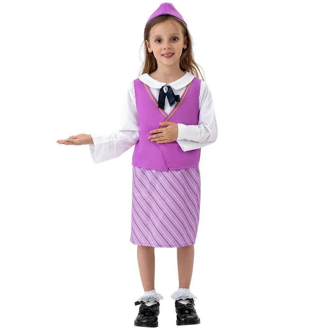 Airline Stewardess Cosplay Costume Flight Attendant Costume For Kids - zzcosplay