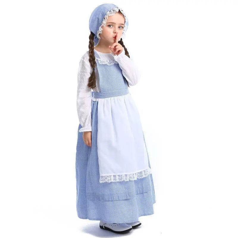 Alice Lolita Maid for kids Blue Farm Florist girl dress kids Maid Cosplay Costume - zzcosplay