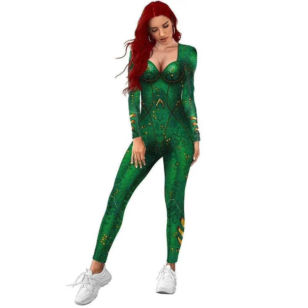 Atlanna Queen Aquaman Cosplay Costume Jumpsuit Halloween Sequined Catsuit Party Zentai - zzcosplay