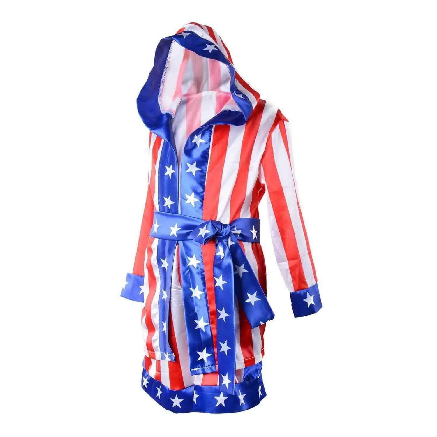 Boxer Cosplay Costume Rocky Balboa Suit Uniform American Star Stripes Robe Italian Boxing Outfit Set for Kids - zzcosplay