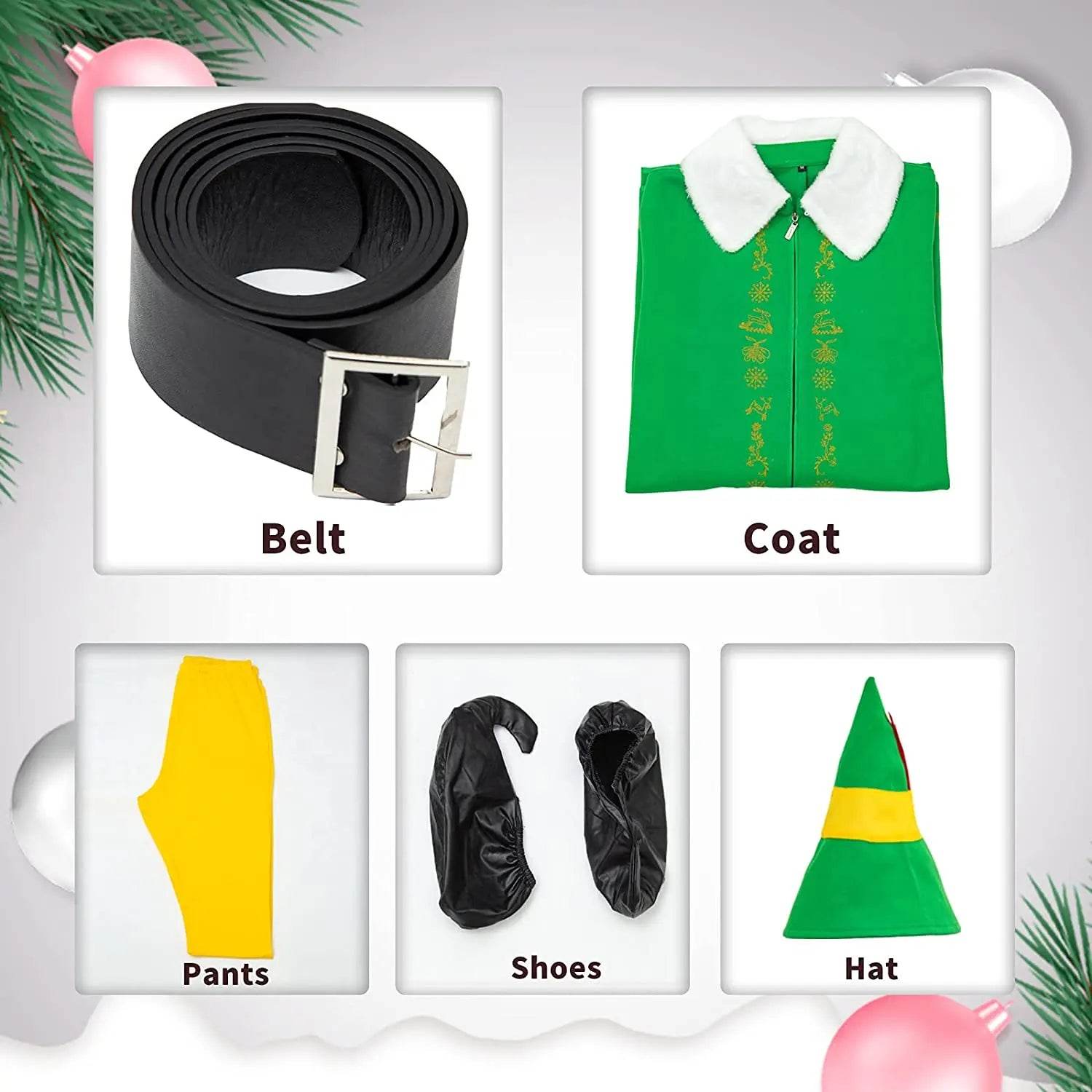 Buddy Elf Christmas Cosplay Costume Full Set Party Costumes for Men - zzcosplay
