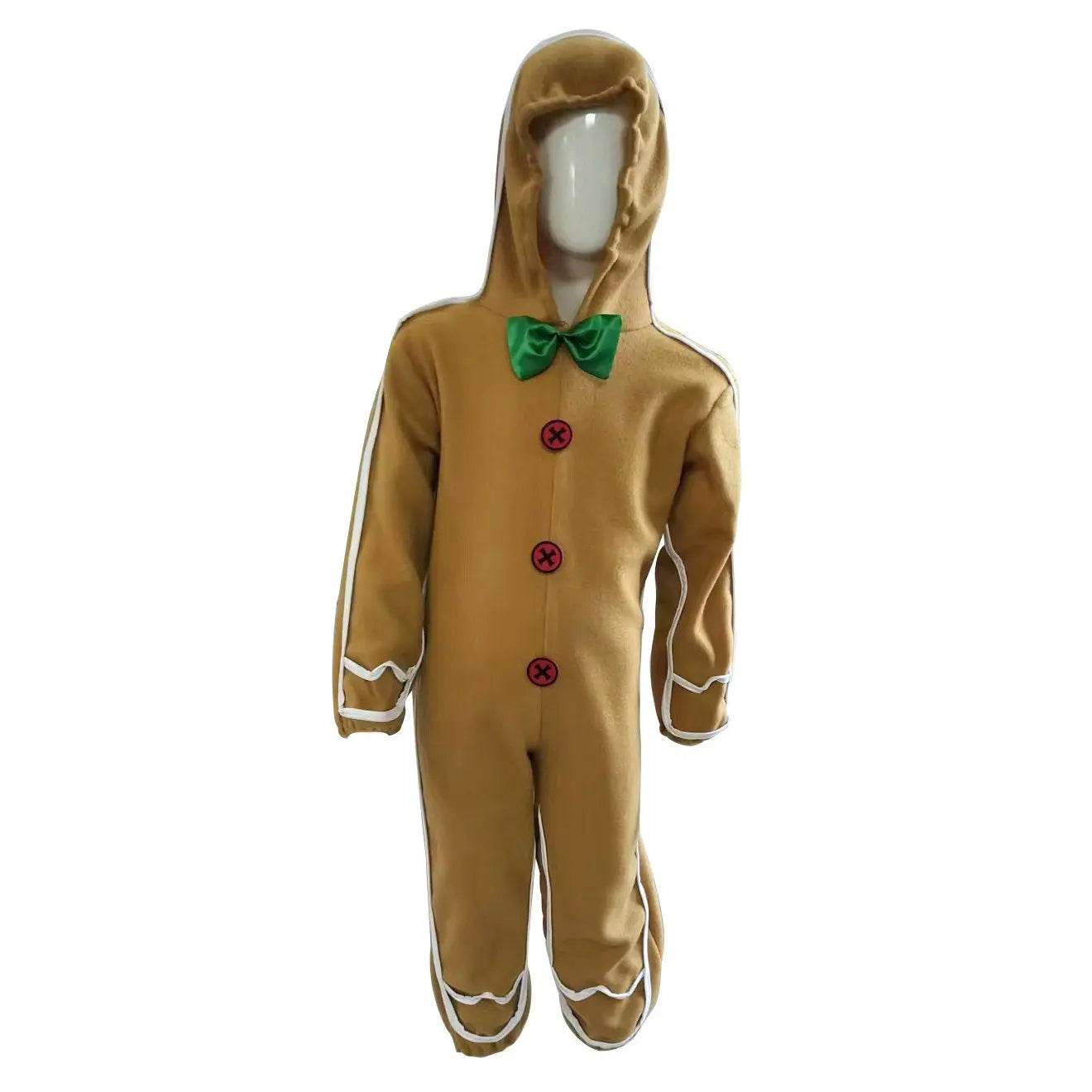 Children's Christmas Gingerbread Man Cosplay Costume One-Piece Pajamas - zzcosplay