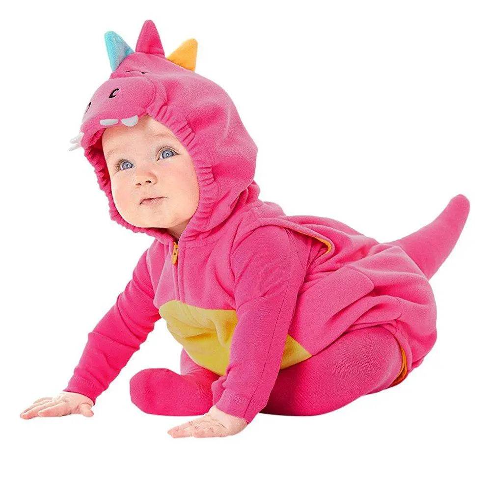 Children's Costume Cute Dinosaur Rose Red Shape One-piece Romper - zzcosplay