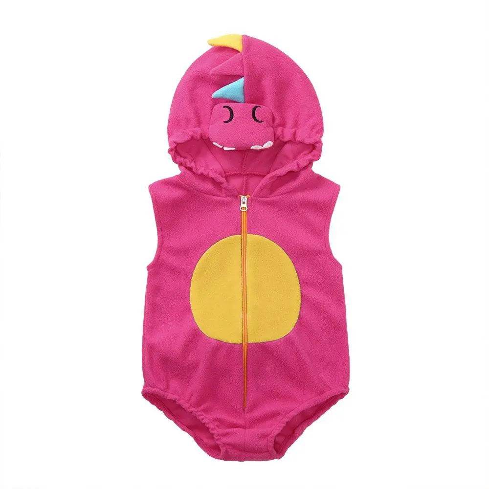 Children's Costume Cute Dinosaur Rose Red Shape One-piece Romper - zzcosplay