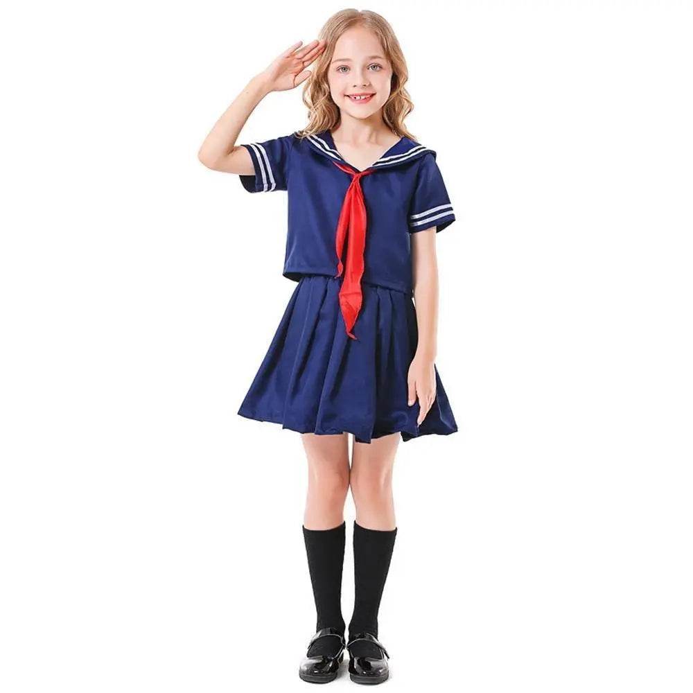 Children's Japanese anime style JK dark blue sailor costume - zzcosplay
