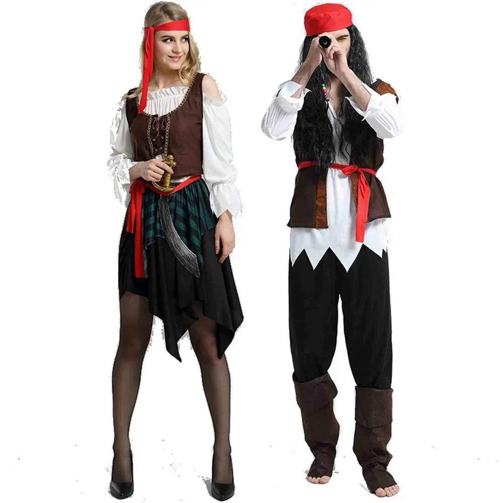 Couples Pirate Outfit Cosplay Costume Fancy Dress Halloween For Adult - zzcosplay