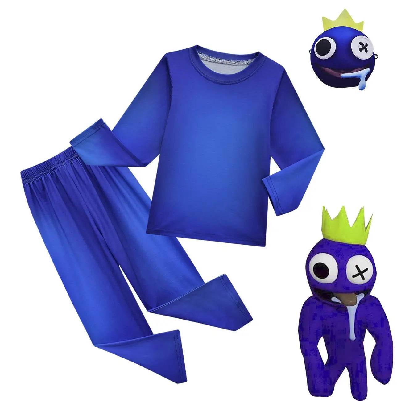 Game Roblox rainbow friends Costume Cosplay Blue Monster Pajamas set For Kids - zzcosplay