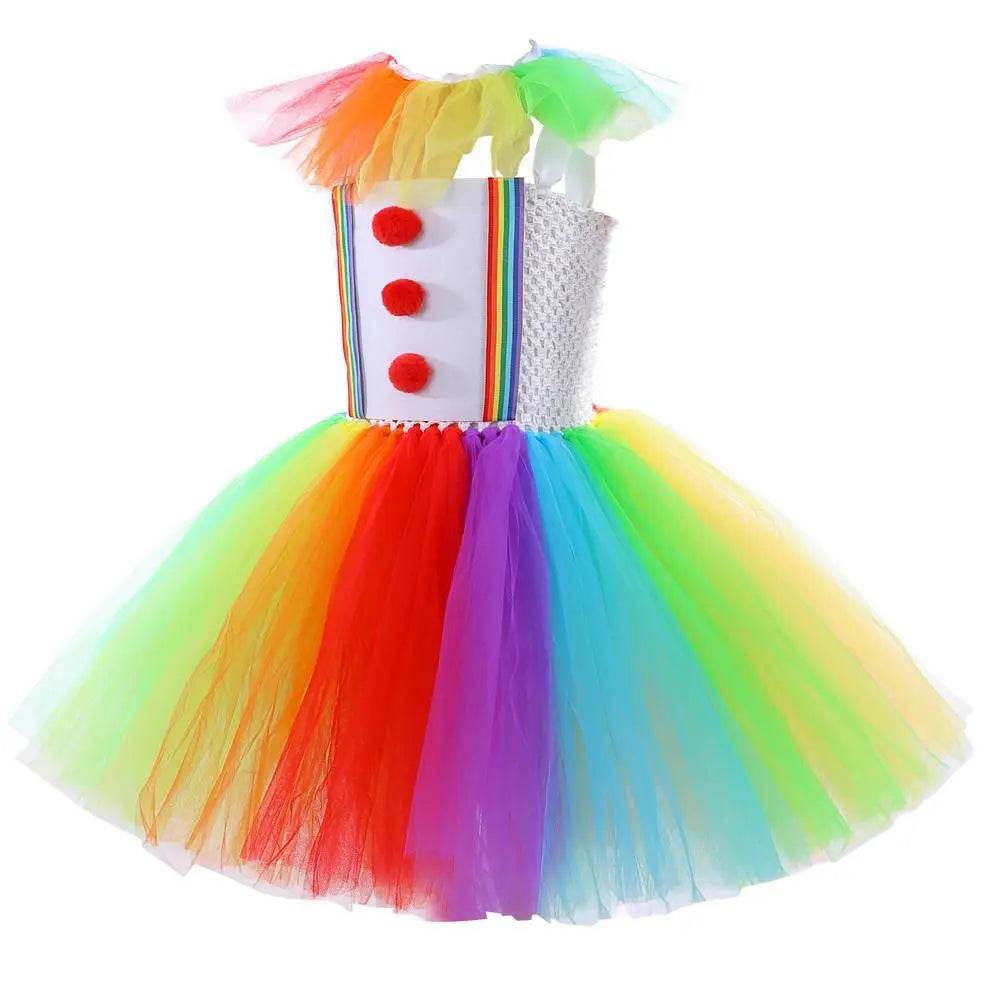 Girls' Clown Flower Princess Sleeve Tutu Dress Embroidery Party Bridesmaid Dresses - zzcosplay