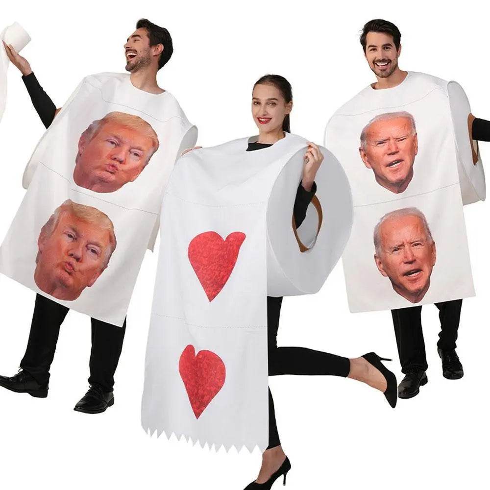 Halloween Couples Parody Toilet Paper Coat Heart Print Costume - zzcosplay