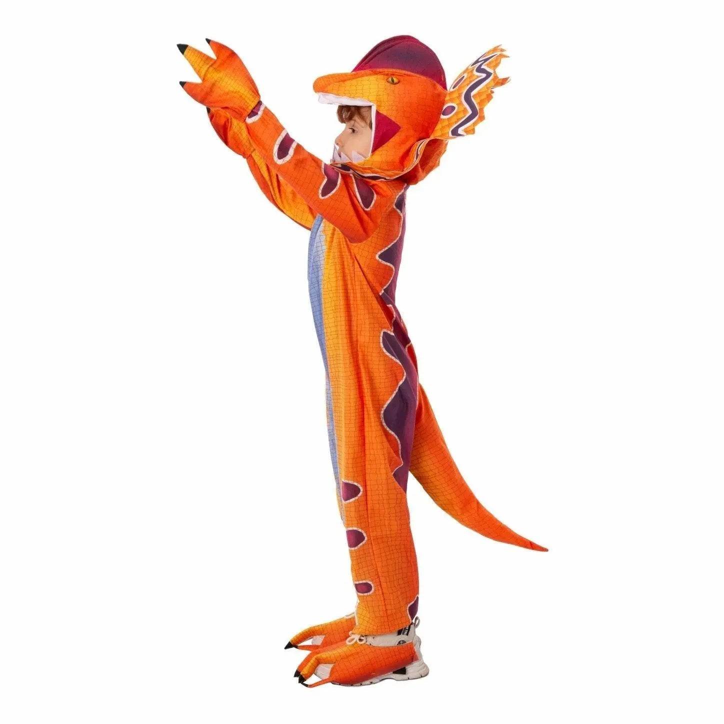 Kids Dilophosaurus Orange Animal Halloween Cosplay Party Costumes - zzcosplay