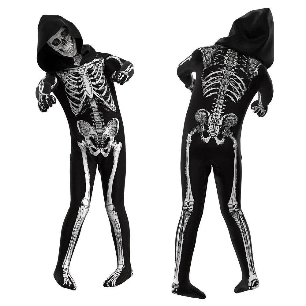 Kids Horror Skull Zentai Jumpsuit Costumes Halloween Carnival Cosplay - zzcosplay