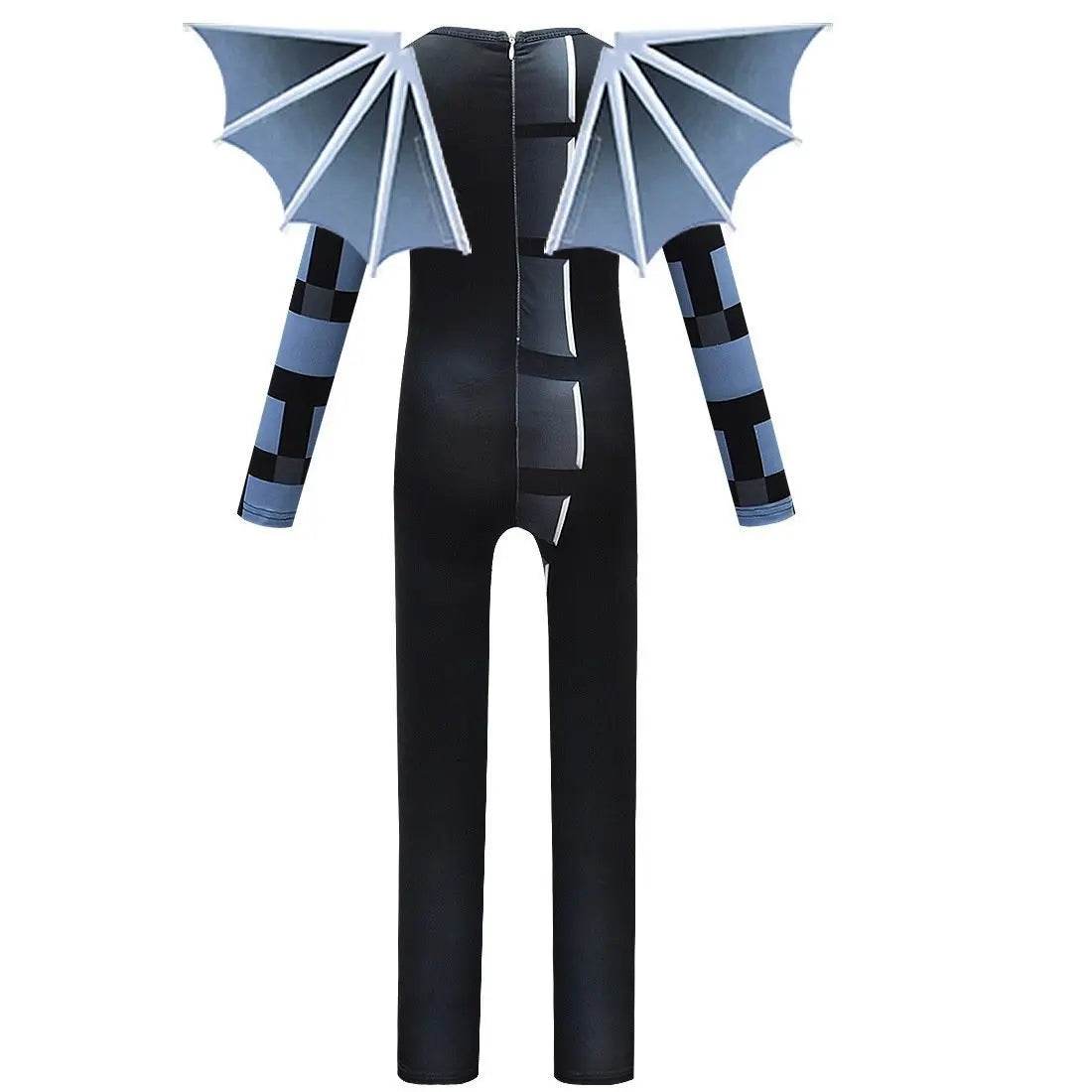 Kids Minecraft Ender Dragon Cosplay Costume Halloween jumpsuits onesies with Wings - zzcosplay