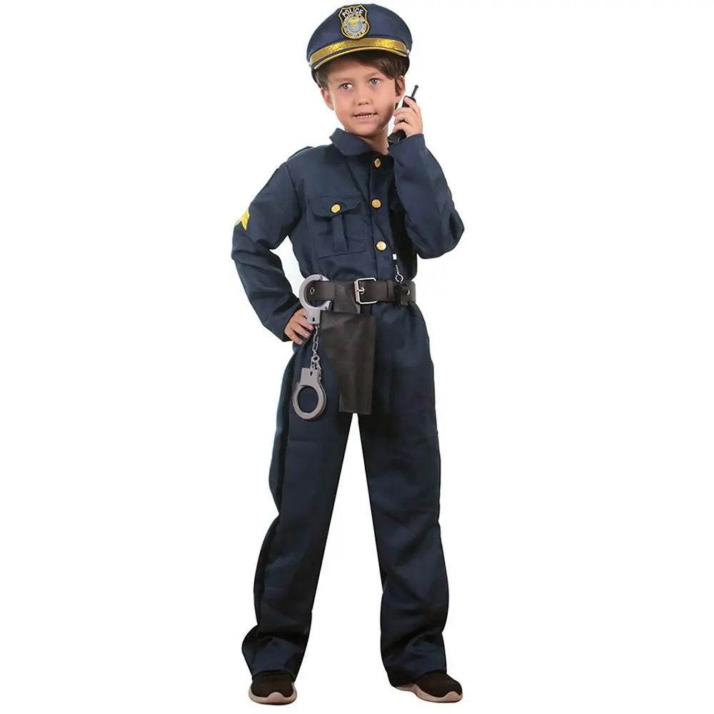 Kids Police Cop Costume for Boys Police Office Costume Halloween Cosplay Party - zzcosplay