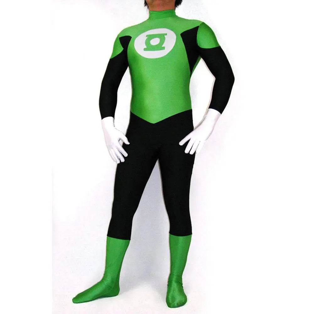 Male Green Lantern Bodysuit Lycra Spandex Zentai Cosplay Costume - zzcosplay