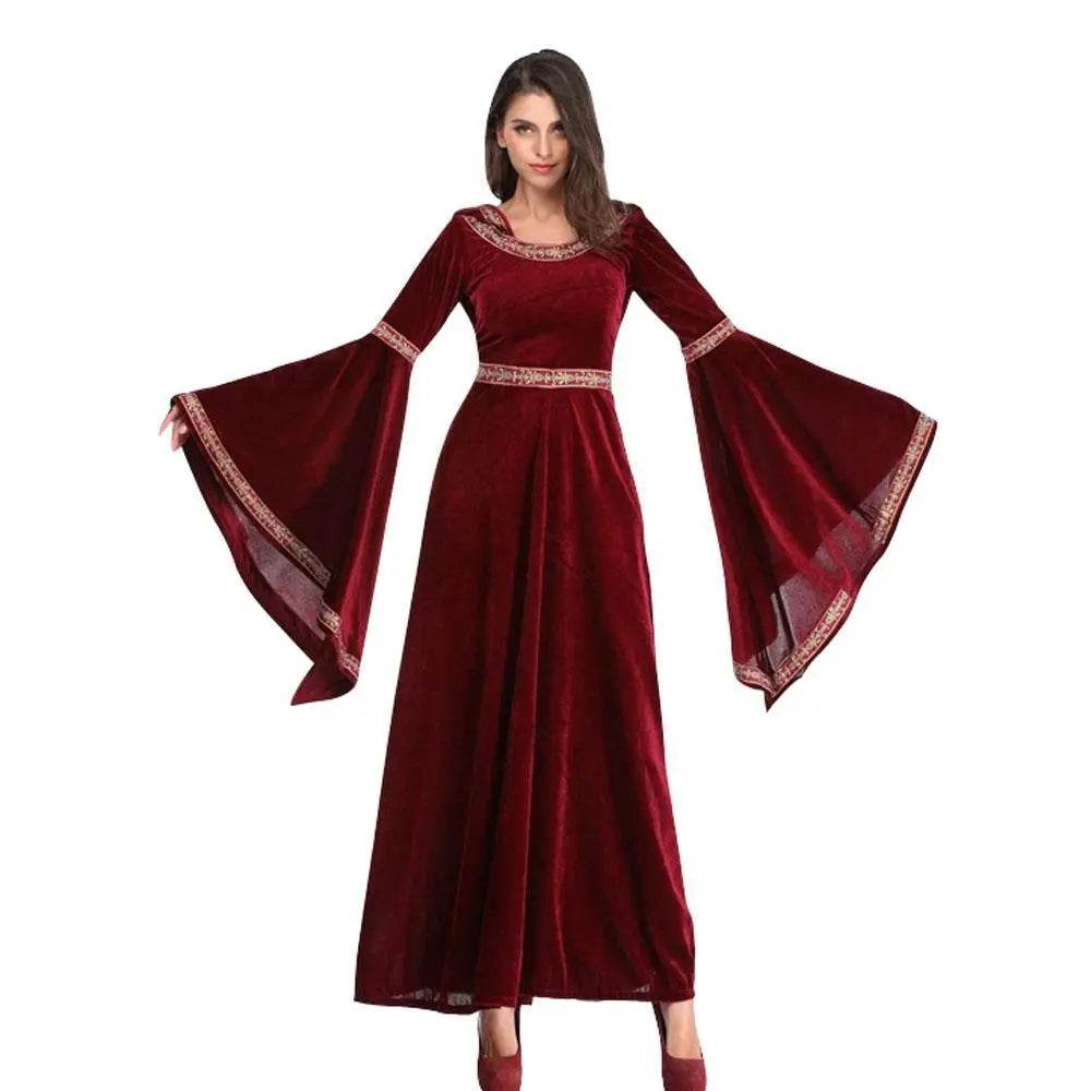 Medieval Halloween costume Victorian dress Renaissance burgundy dress - zzcosplay