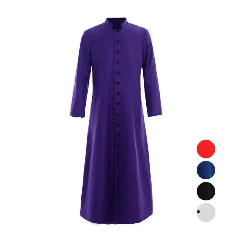 Men's Single Breasted Minister Choir Cassock Robe Costumes Party Performance - zzcosplay