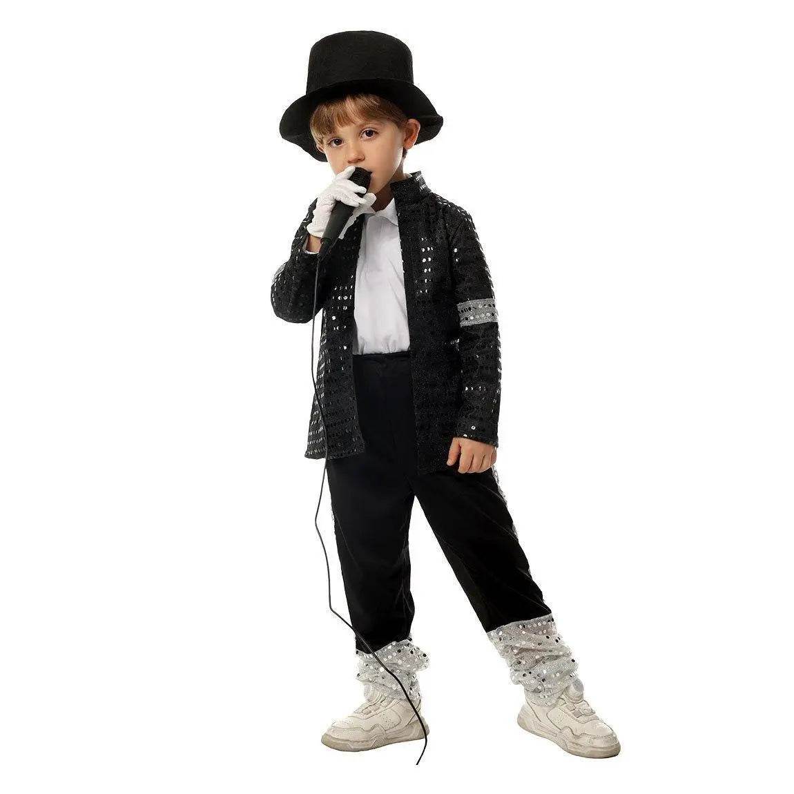 Michael Jackson Kids Performance Costume Tap Dance MJ Imitation Outfit - zzcosplay