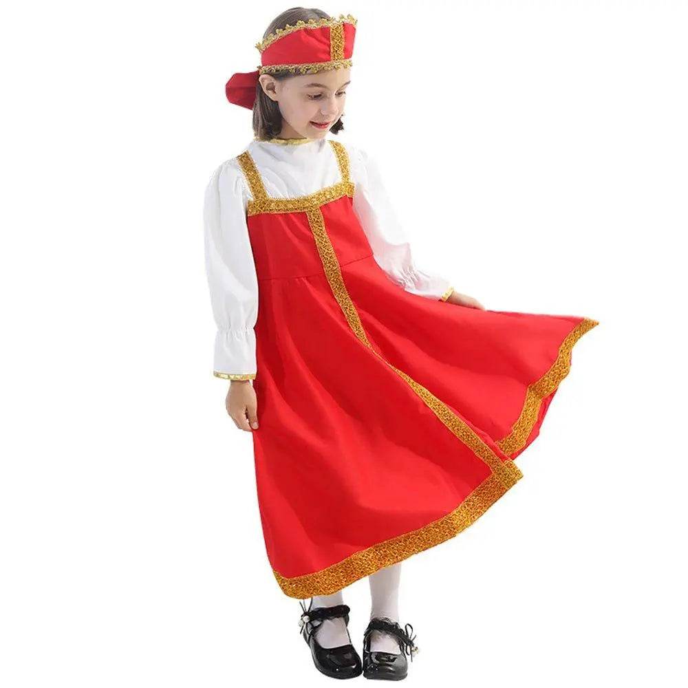 Russian Girls Cosplay Costume Ethnic Dress Halloween National Oufit Dresses Stage Performances - zzcosplay