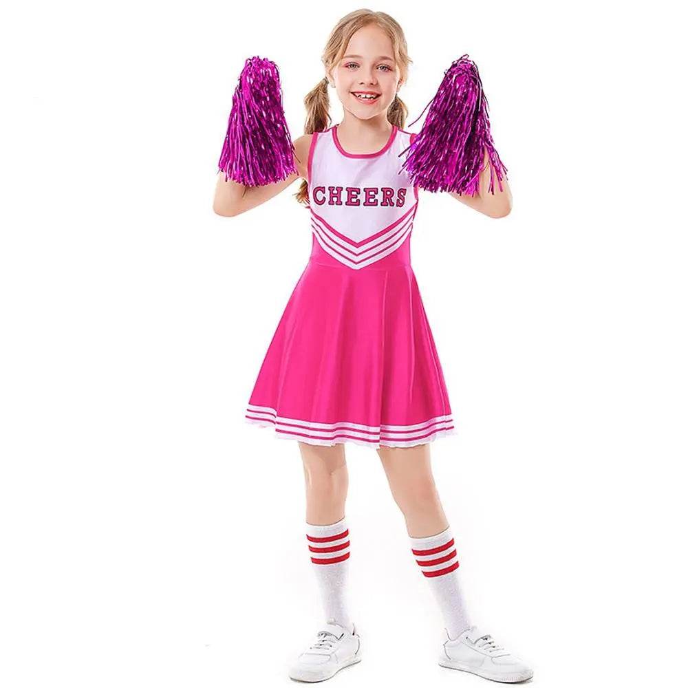 School Cheerleading Uniform Costume Cheerleader Party Dress Halloween Outfit Dress Up For Girls - zzcosplay