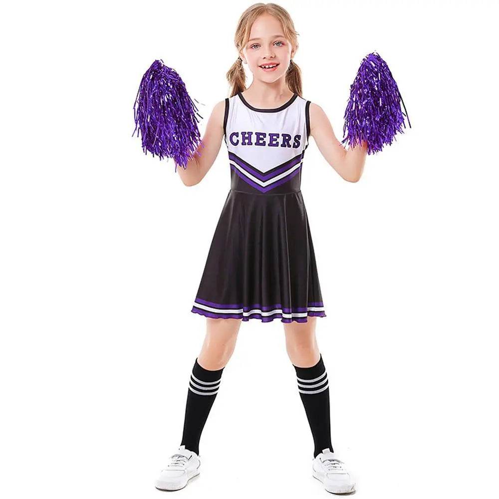 School Cheerleading Uniform Costume Cheerleader Party Dress Halloween Outfit Dress Up For Girls - zzcosplay