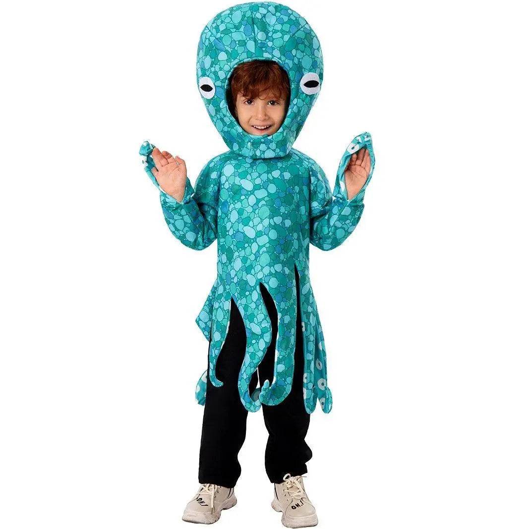 Squid Costume Blue Leggings Jumpsuit Marine Life Cosplay Halloween Christmas School Party For Kids - zzcosplay