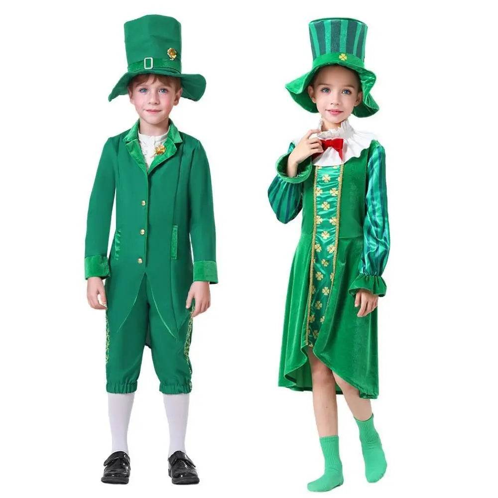 St Patrick's Day Kids Green Dress Party Cosplay Costume Carnival Suit - zzcosplay