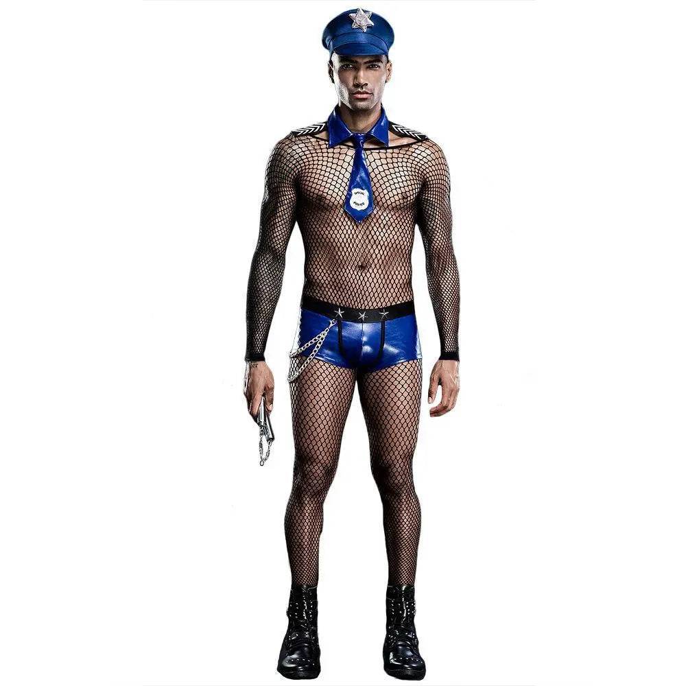 Stag Do Men Blue Police Night Club Costume - zzcosplay